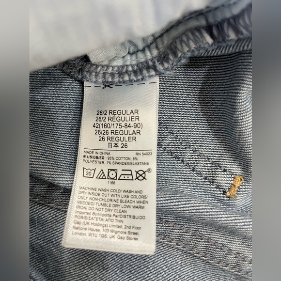 EUC Gap Kick fit jeans. Medium Indigo wash, distressed, raw hem, size 26/2 - Picture 7 of 10